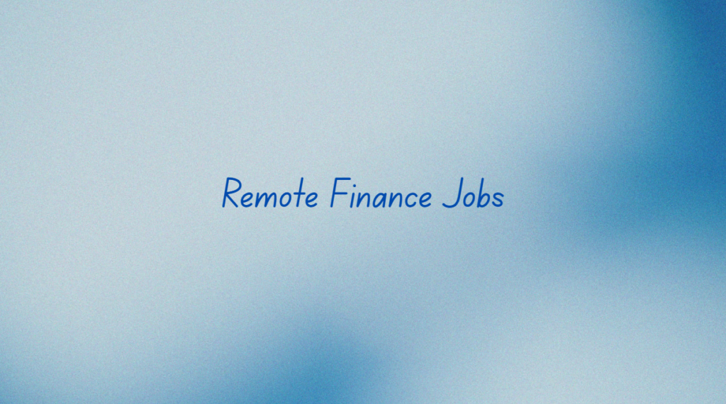 Remote Finance Jobs